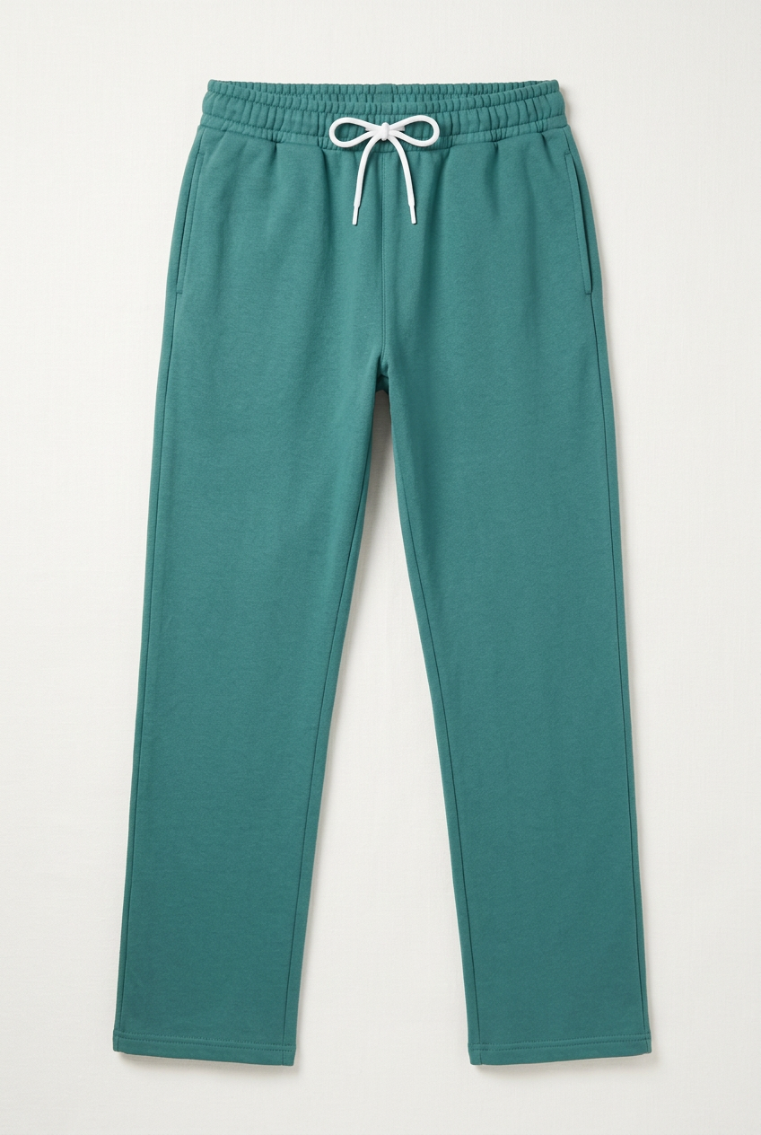 Men's Teal Green Straight-Leg Track Pants – Elastic Drawstring Waist Athletic Sweatpants