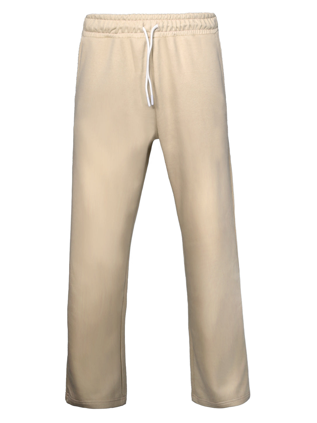 Men's Sand Beige Straight-Leg Track Pants – Elastic Drawstring Waist Athletic Sweatpants