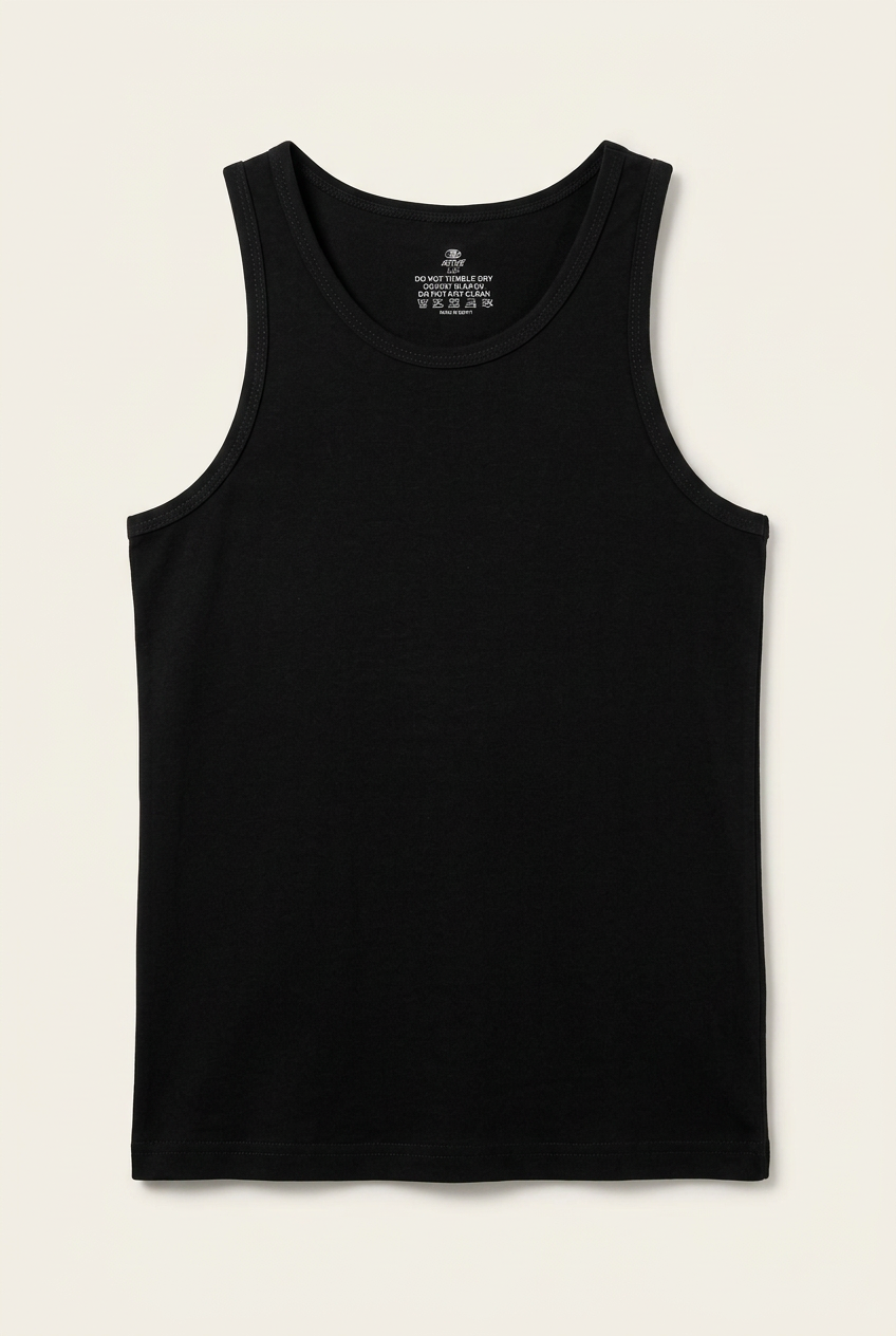 Solid Black Sleeveless Tank Top / Undershirt