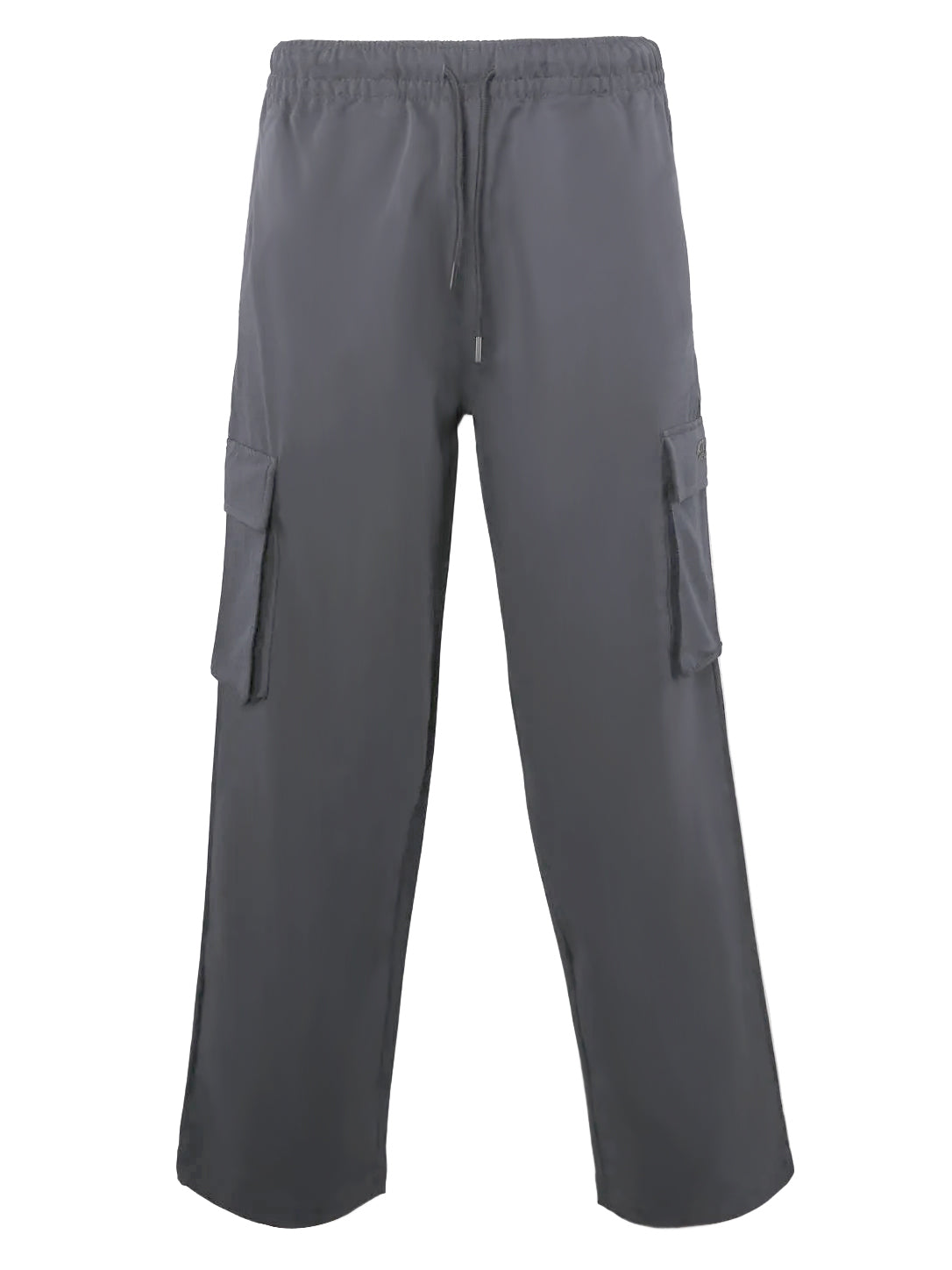 Men's Elastic Waist Cargo Pants – Grey Casual Drawstring Utility Trousers