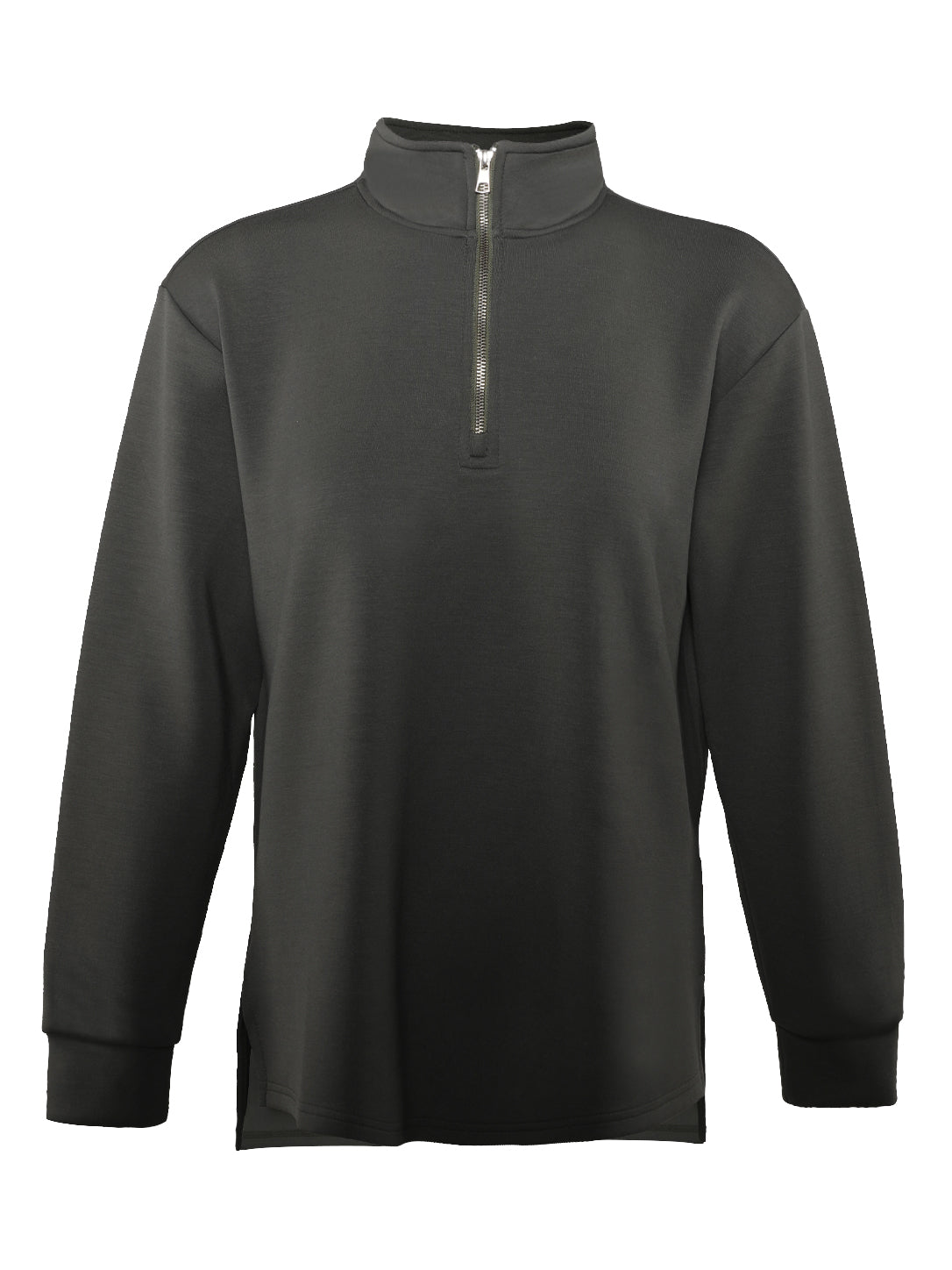 Men's Dark Charcoal Grey Quarter-Zip Sweatshirt – Mock Neck Long Sleeve Pullover
