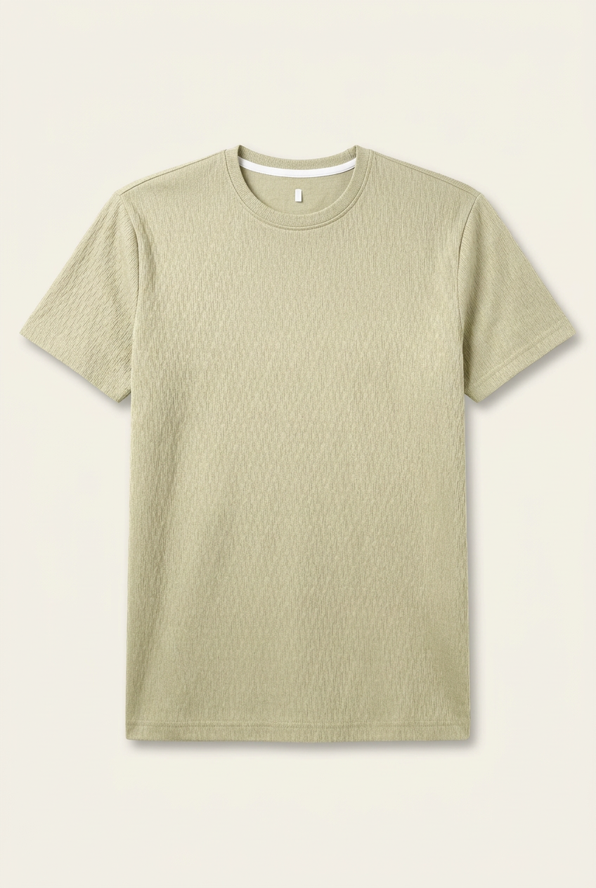 Men's Short-Sleeve Textured Performance T-Shirt – Beige / Light Khaki