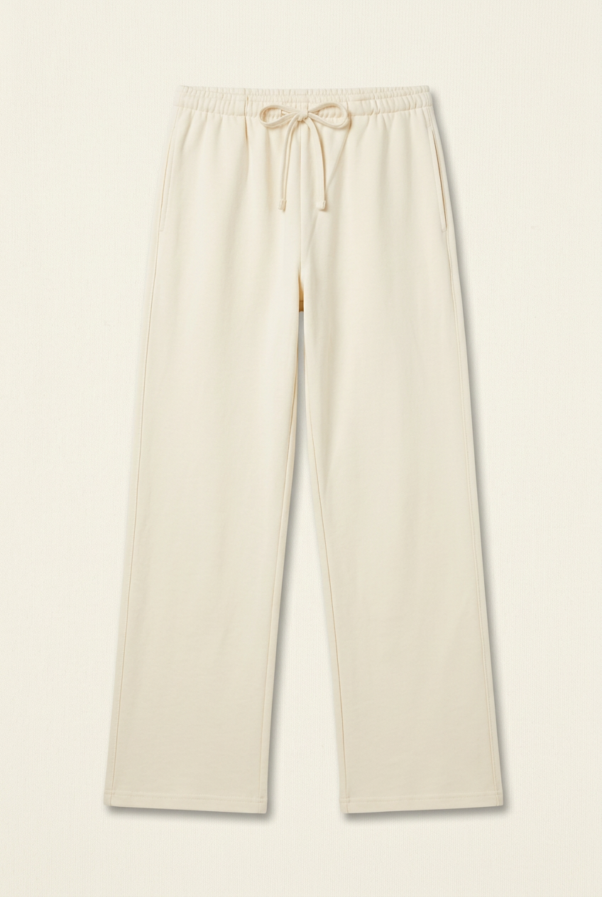 Cream Drawstring Wide-Leg Sweatpants