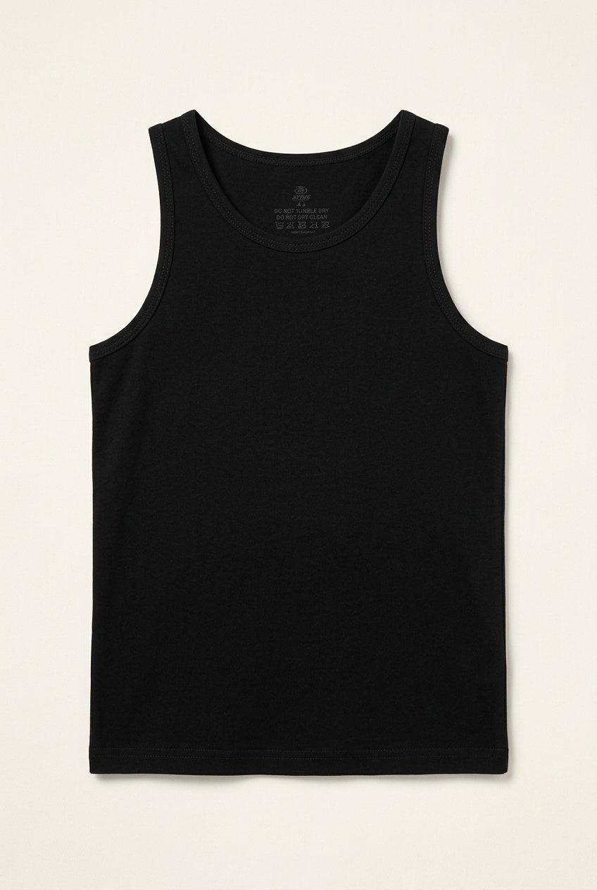 Solid Black Sleeveless Tank Top / Undershirt