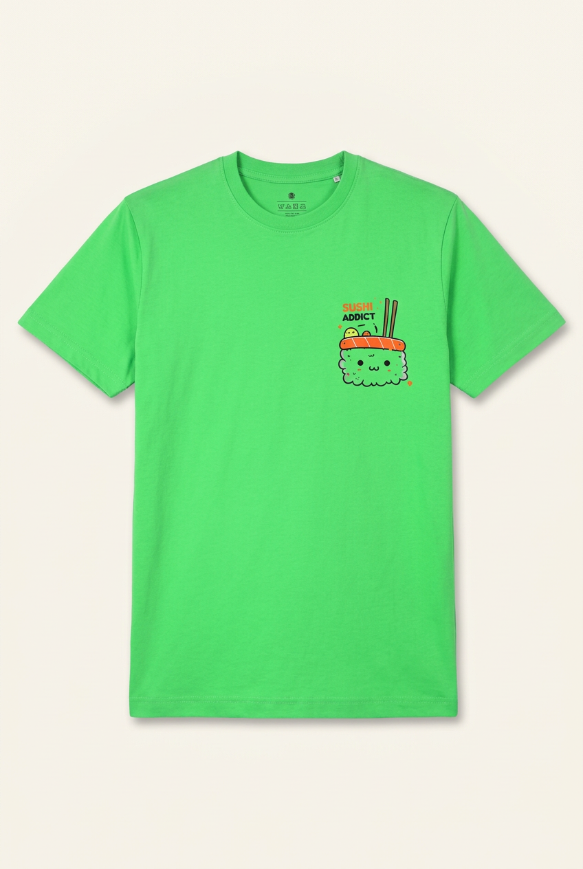 Men's "Sushi Addict" Cute Graphic T-Shirt – Bright Apple Green