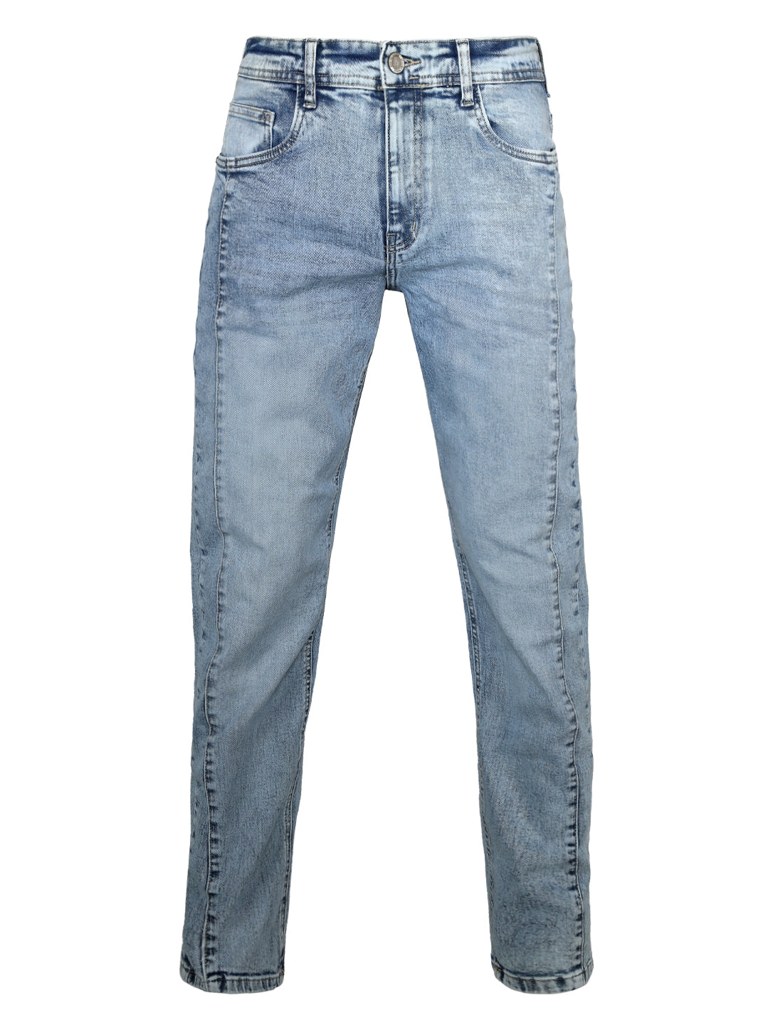 Men's Light Wash Slim Fit Jeans – Washed Blue Denim Trousers
