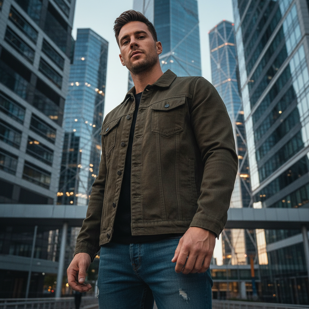 ACTIV MEN GABARDINE JACKET - OLIVE