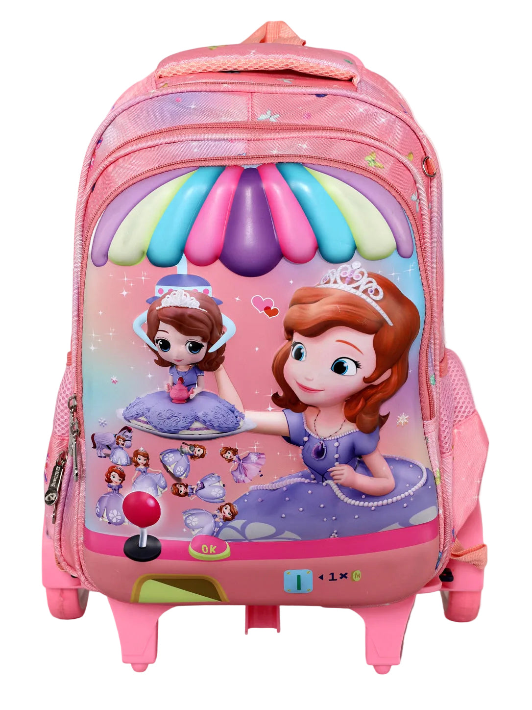 Kids 3D Cartoon Character Trolley School Backpack with Wheels (Multiple Designs)