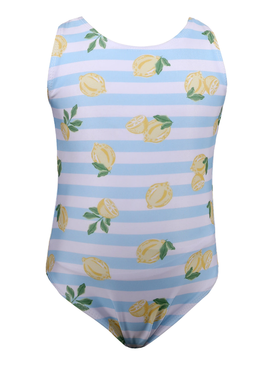 Lemon Print Striped One-Piece Swimsuit