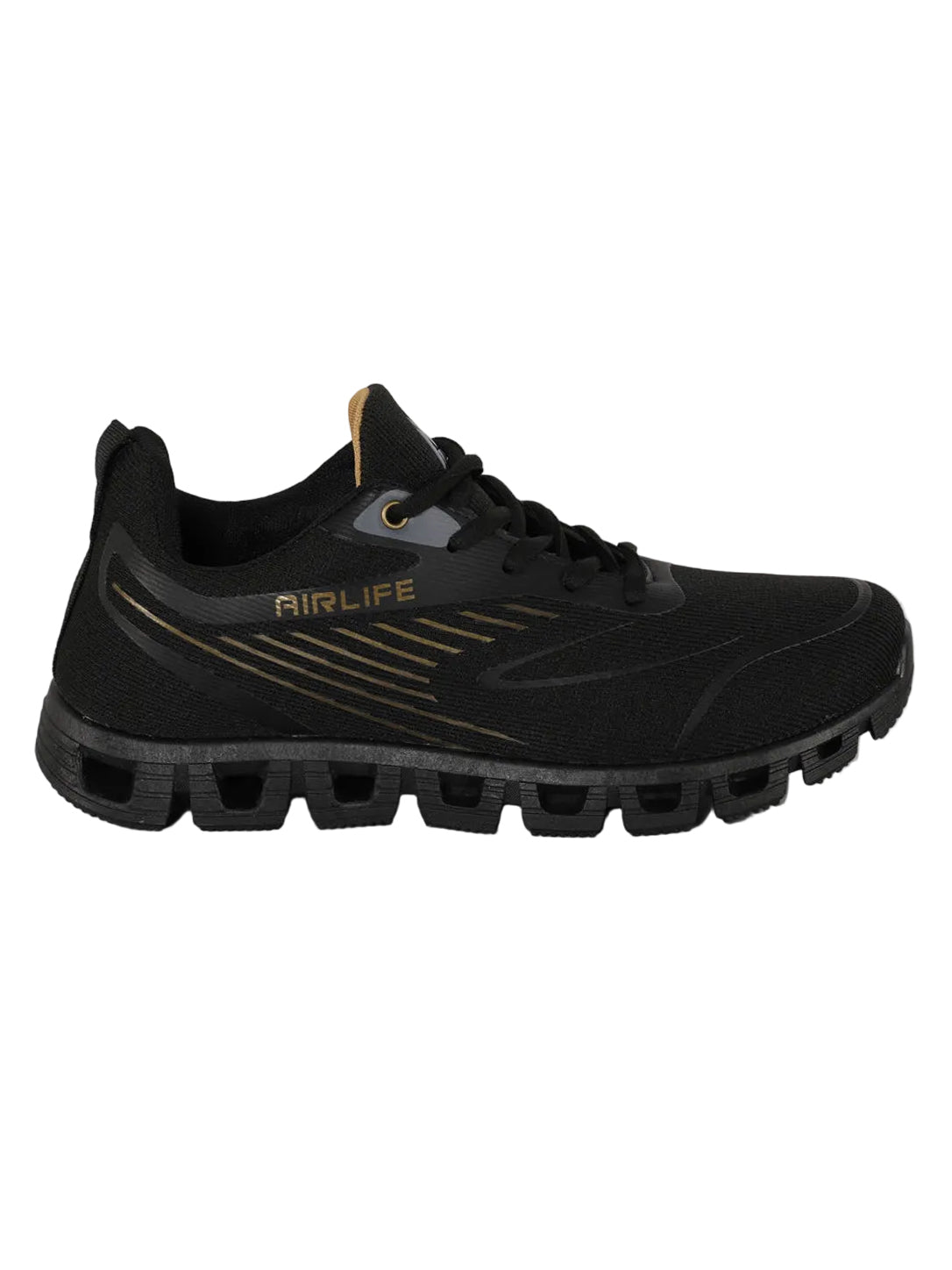 Men's Lightweight Mesh Running Shoes with Metallic Gold Accents