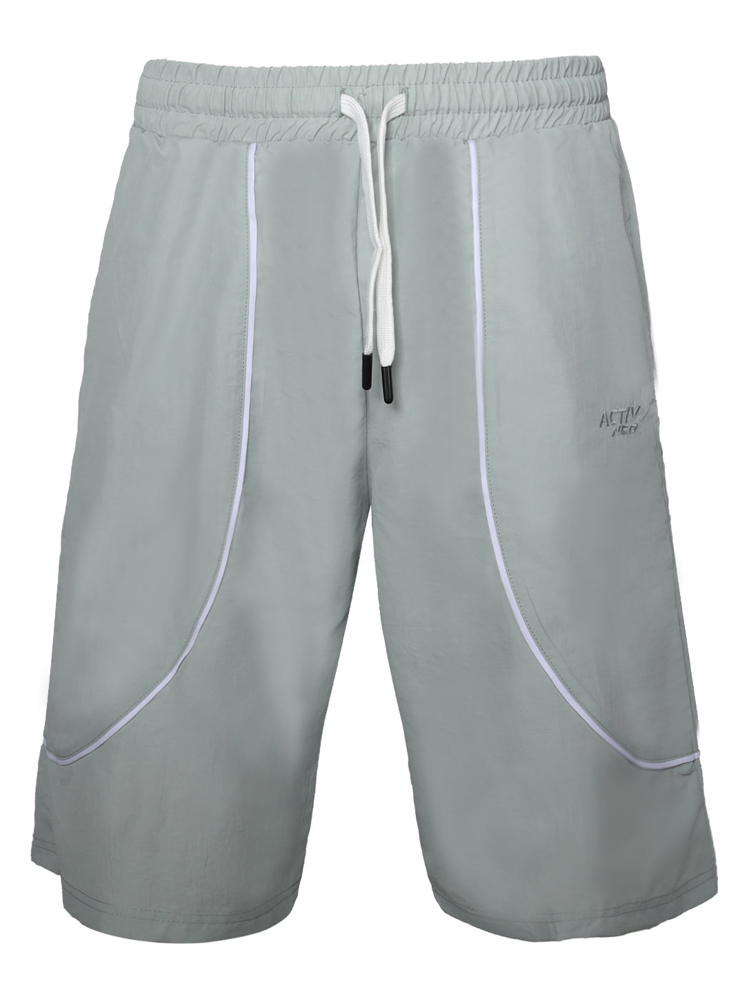 ACTIV Men's Grey Athletic Shorts – Piping Detail Drawstring Training Shorts