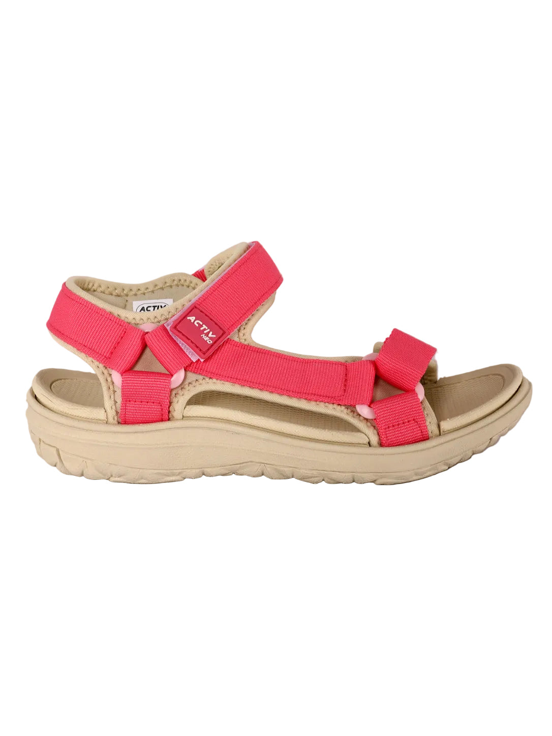 Sporty Pink & Beige Adjustable Strap Sandals