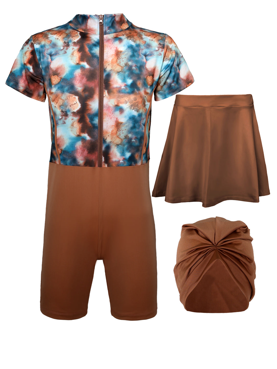 Women's 3-Piece Printed Modest Swimsuit Set