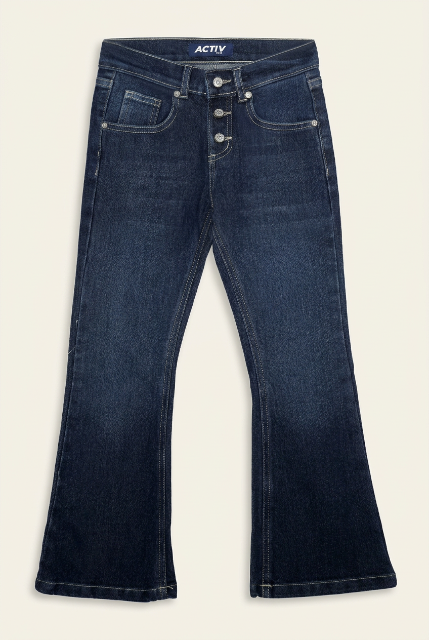 ACTIV High-Waist Dark Wash Blue Flared Denim Trousers