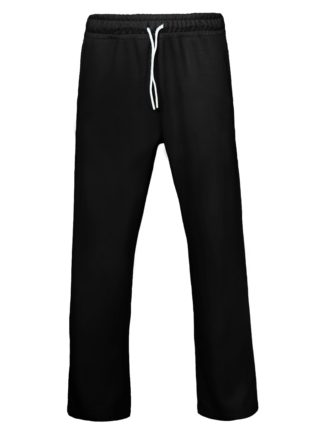 Men's Classic Black Straight-Leg Track Pants – Elastic Drawstring Waist Athletic Sweatpants
