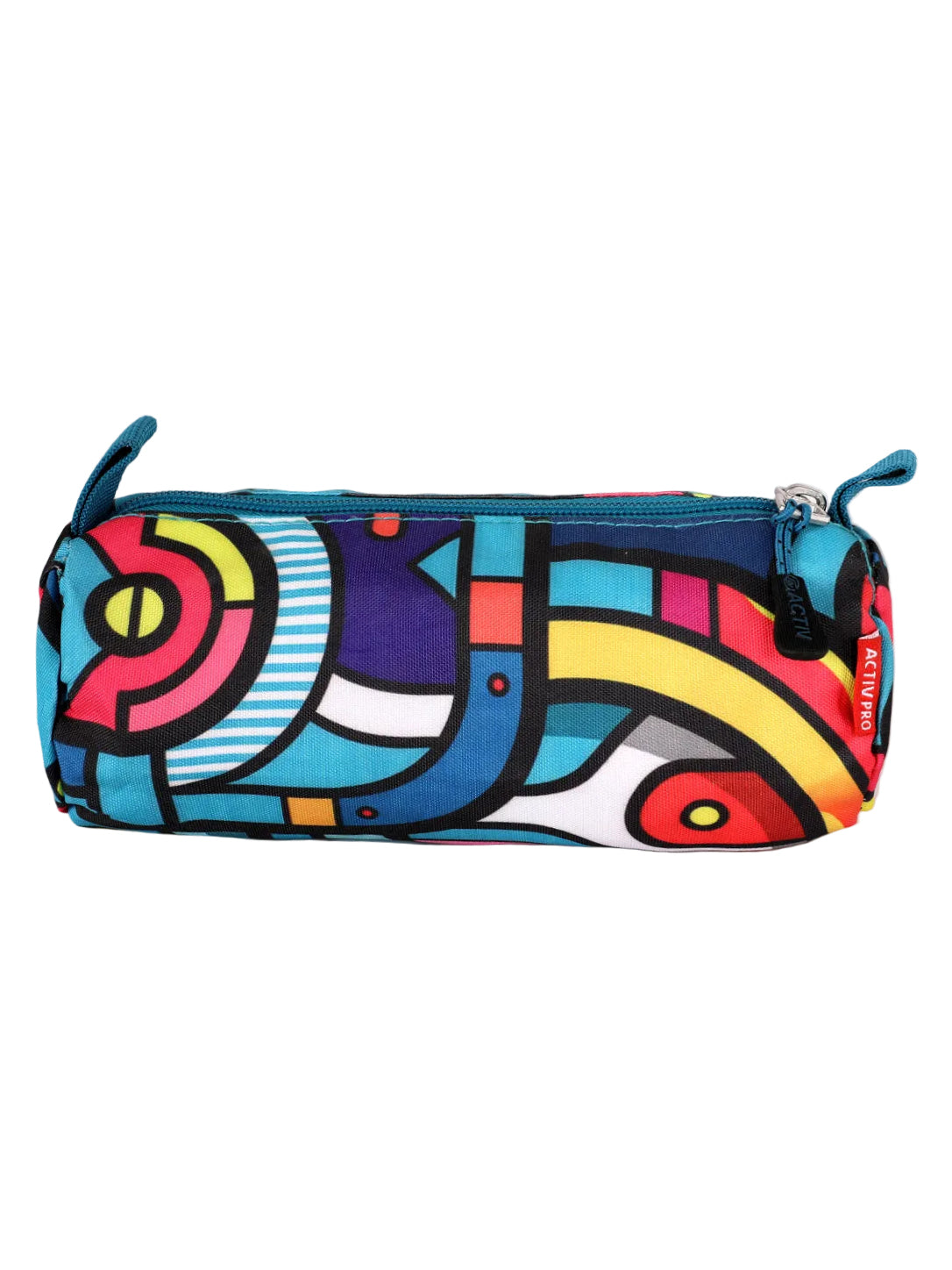 Abstract Geometric Multi-Color Zippered Pencil Case