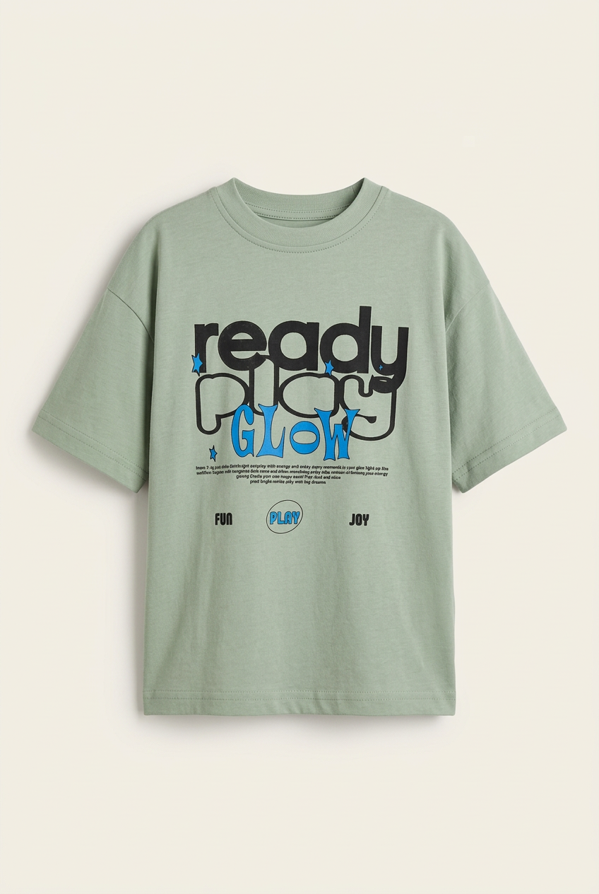 "Ready Play Glow" Graphic Oversized T-Shirt