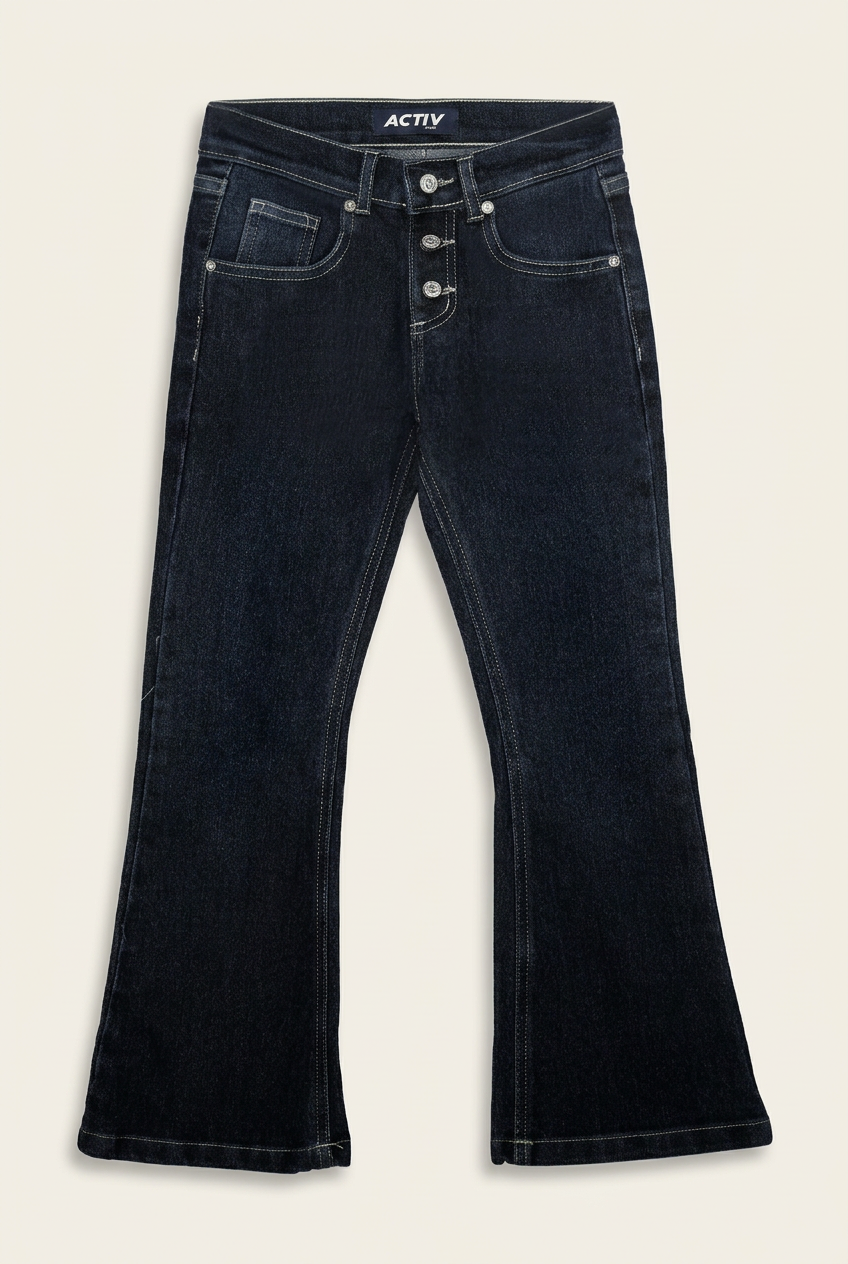 ACTIV High-Waist Dark Wash Blue Flared Denim Trousers
