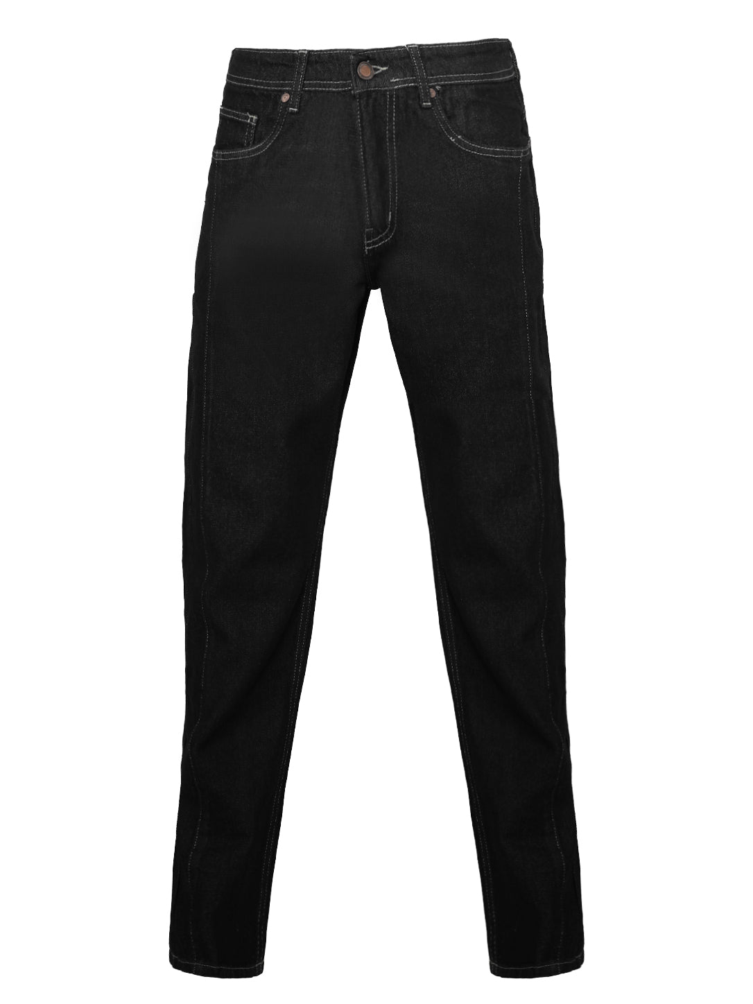 Men's Black Straight-Fit Denim Jeans – Classic 5-Pocket Trousers