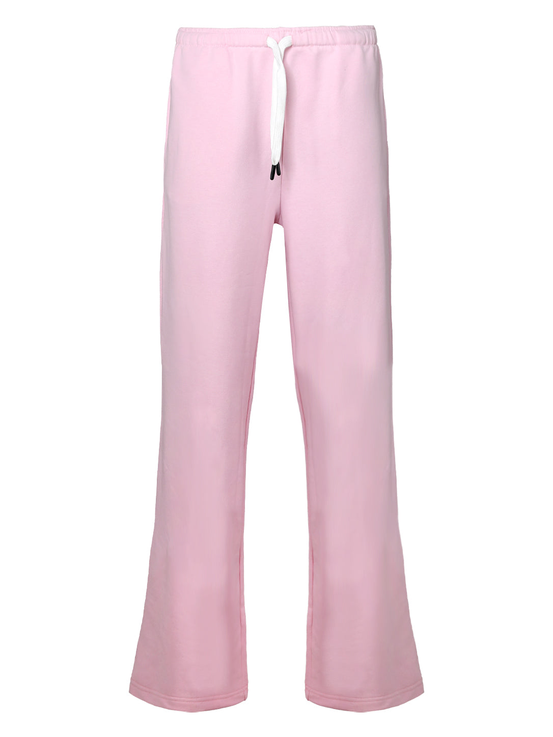 Light Pink Straight-Leg Track Pants – Elastic Drawstring Waist Athletic Sweatpants