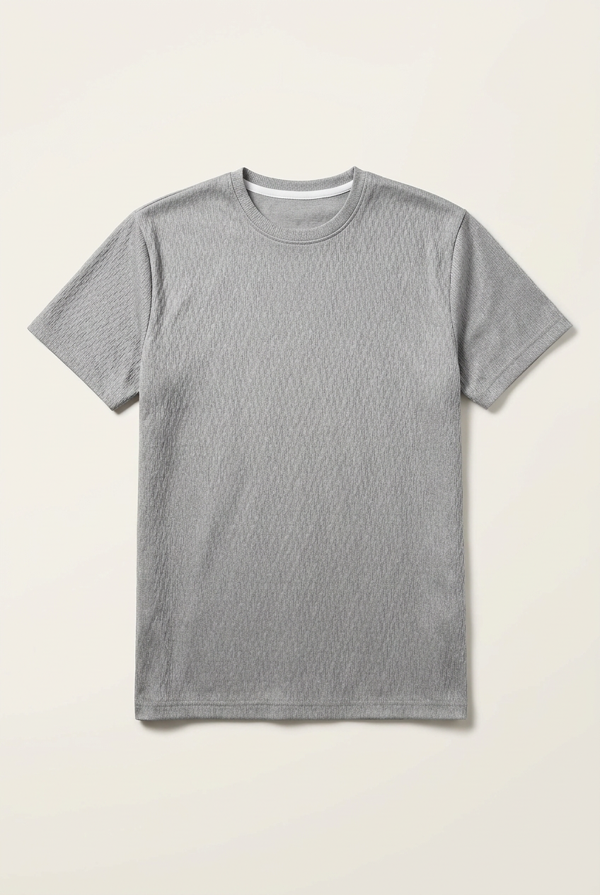 Men's Short-Sleeve Textured Performance T-Shirt – Light Grey
