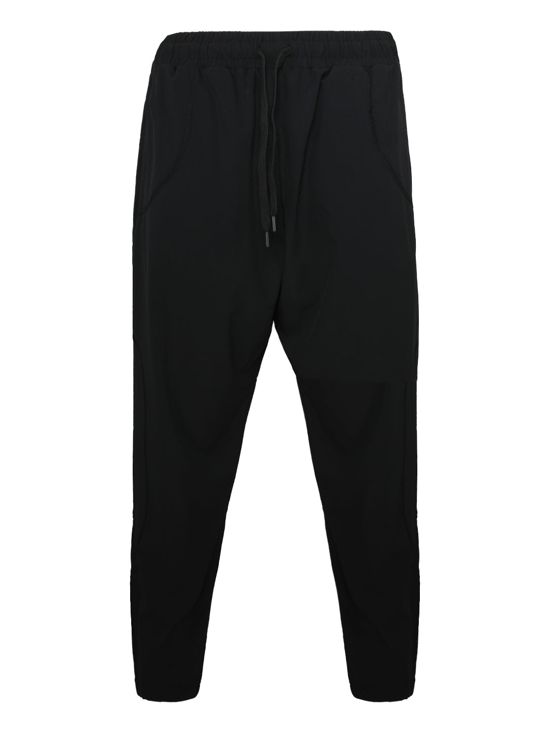 Men's Solid Black Tapered Track Pants – Elastic Drawstring Waist Athletic Joggers