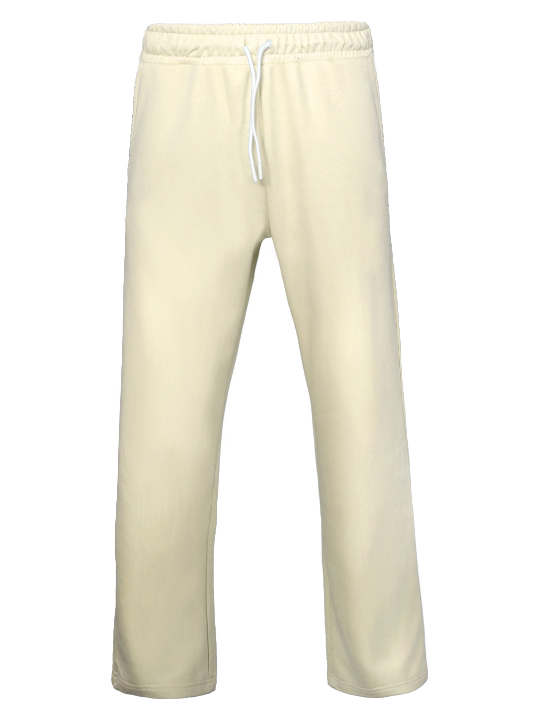 Men's Cream Straight-Leg Track Pants – Elastic Drawstring Waist Athletic Sweatpants