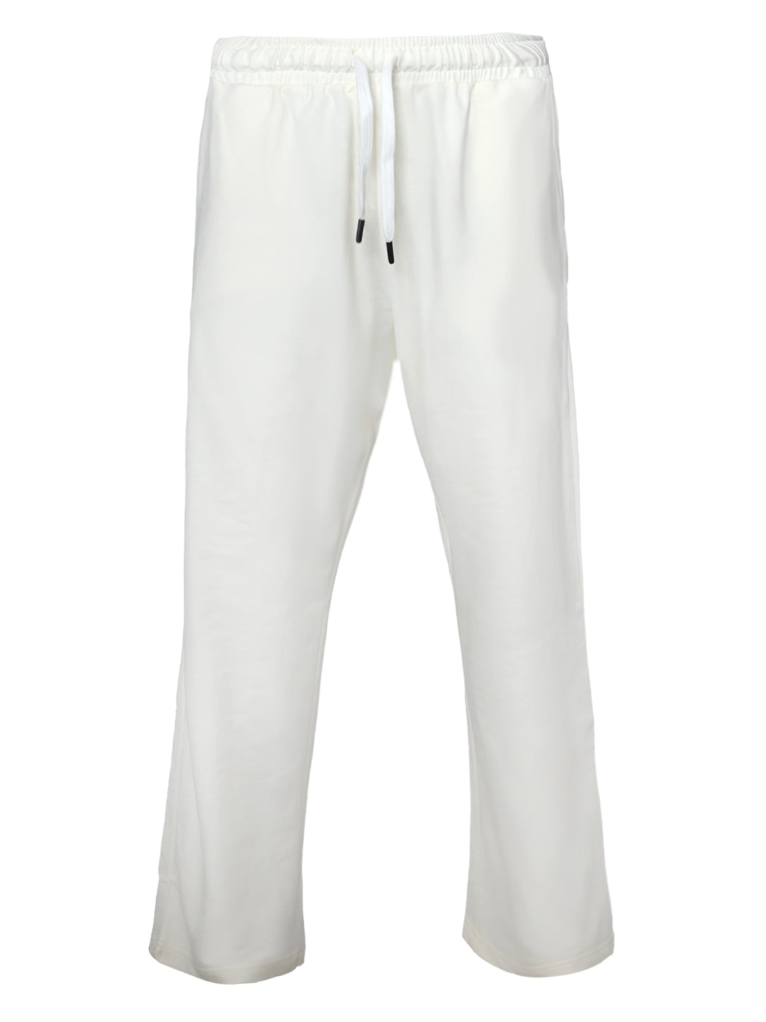 Men's Off-White Straight-Leg Track Pants – Elastic Drawstring Waist Athletic Sweatpants