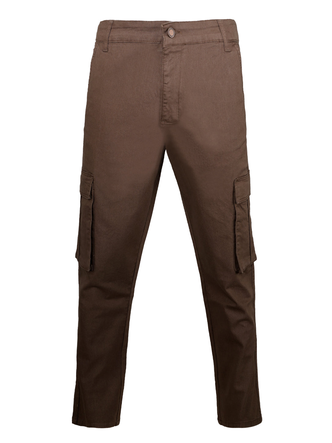 Men's Slim Fit Cargo Pants – Dark Brown Casual Utility Trousers