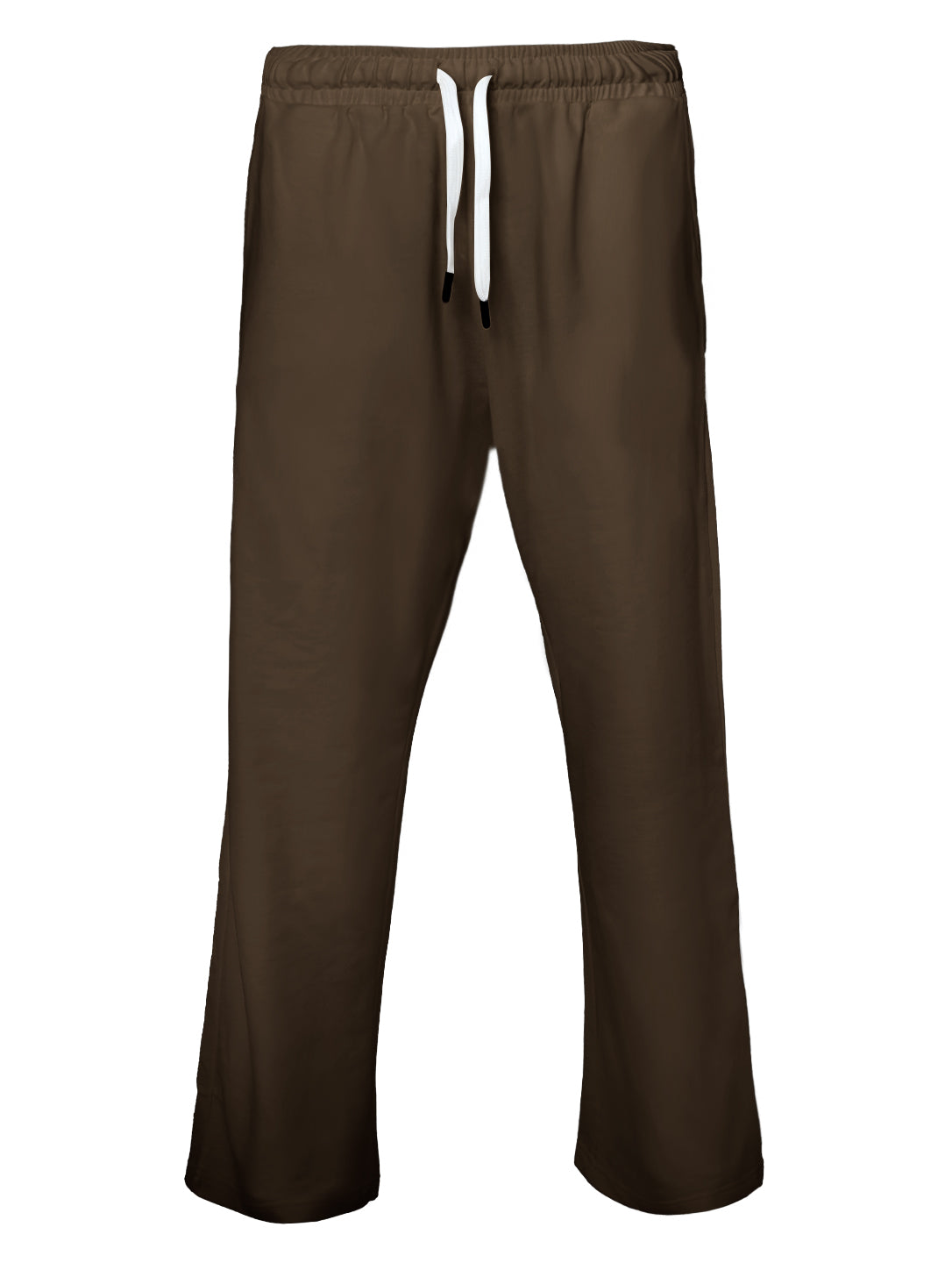 Men's Chocolate Brown Straight-Leg Track Pants – Elastic Drawstring Waist Athletic Sweatpants