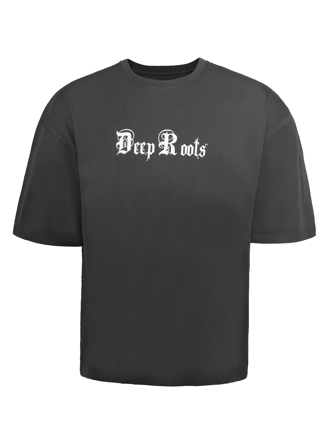 Men's Dark Grey "Deep Roots" Oversized Gothic Graphic T-Shirt