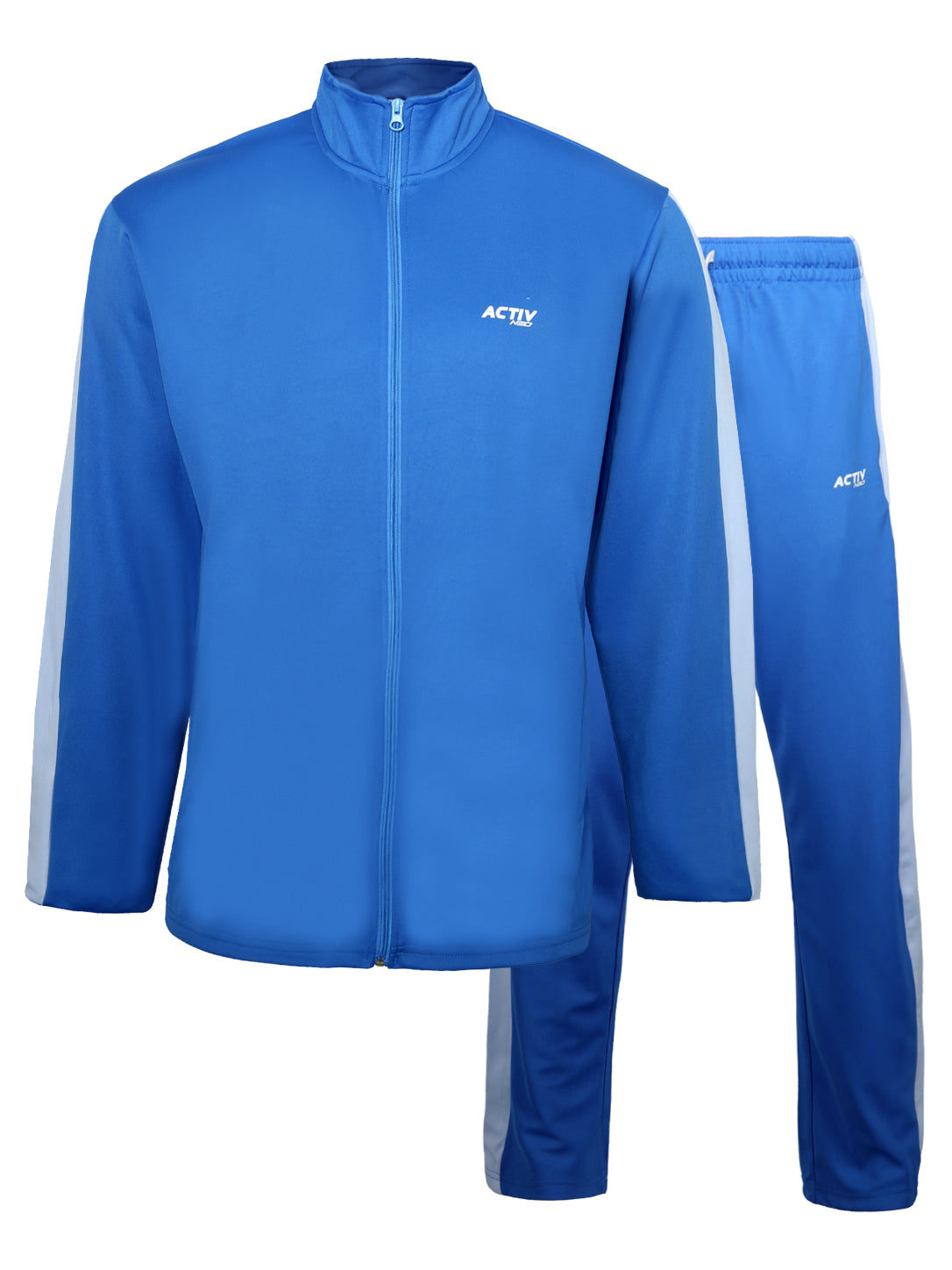 Men's Royal Blue and Light Grey Full-Zip Tracksuit Set