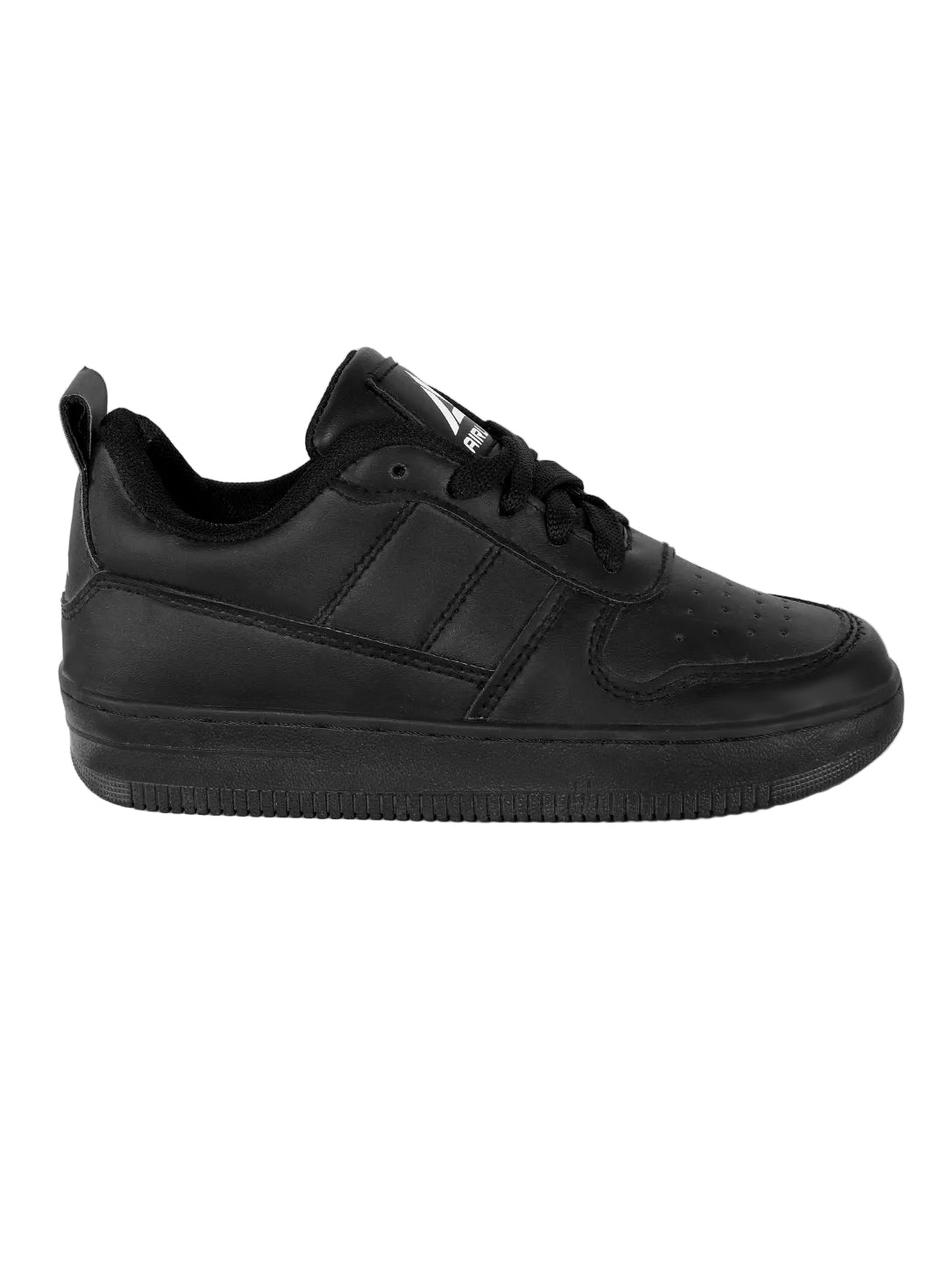 Men's All-Black Low-Top Casual Synthetic Leather Sneakers