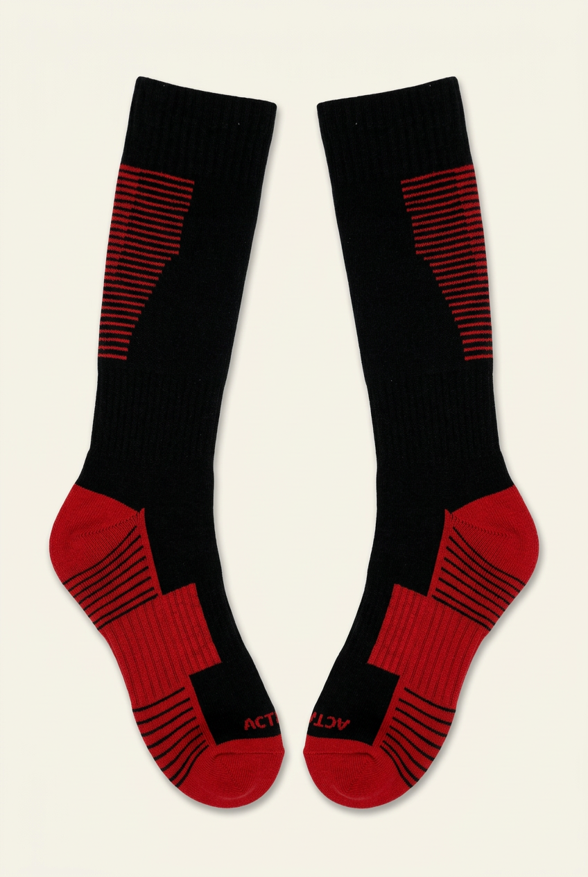 Activ Men's Athletic High Knee Socks – Black & Red