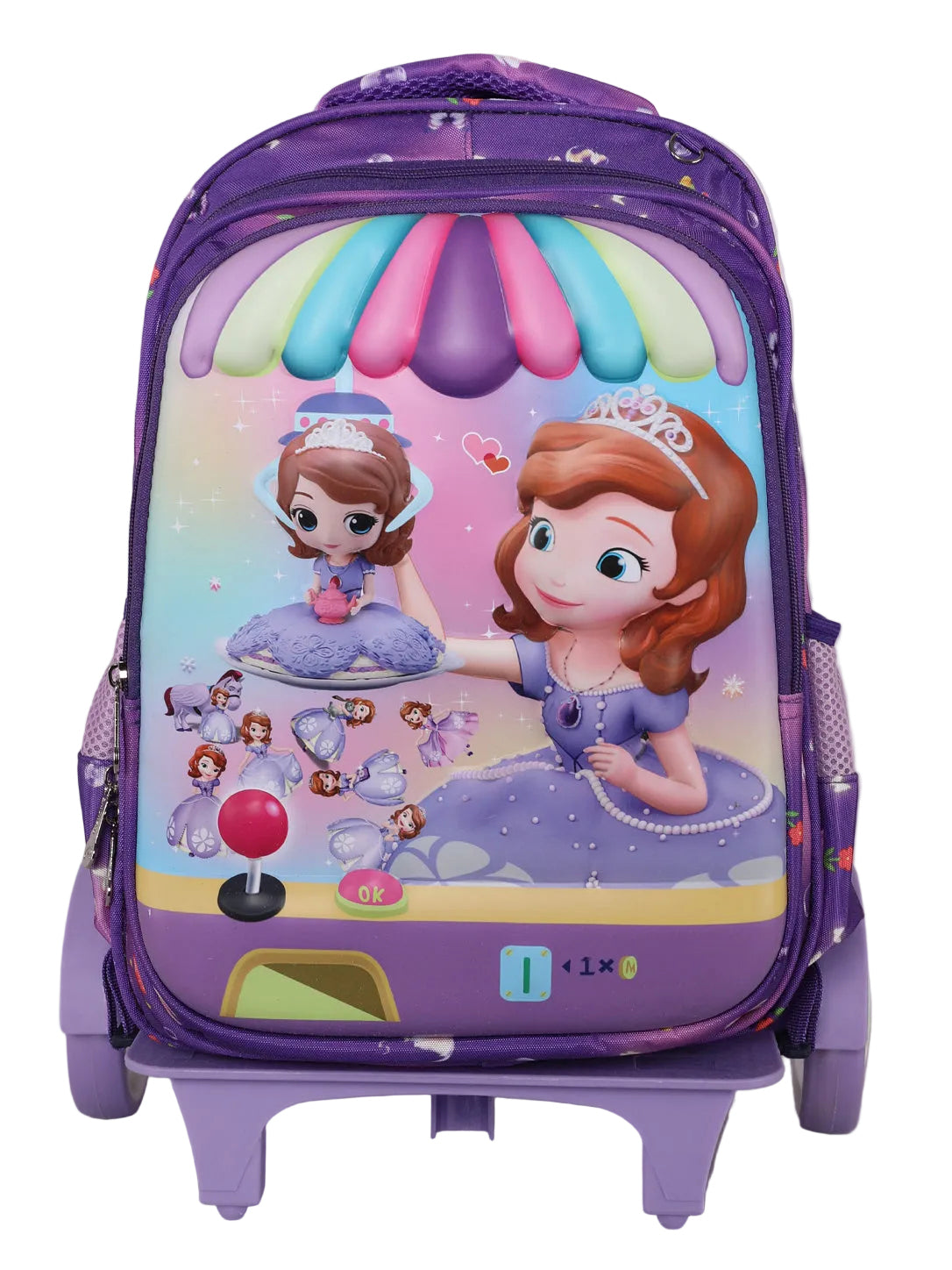 Kids 3D Cartoon Character Trolley School Backpack with Wheels (Multiple Designs)
