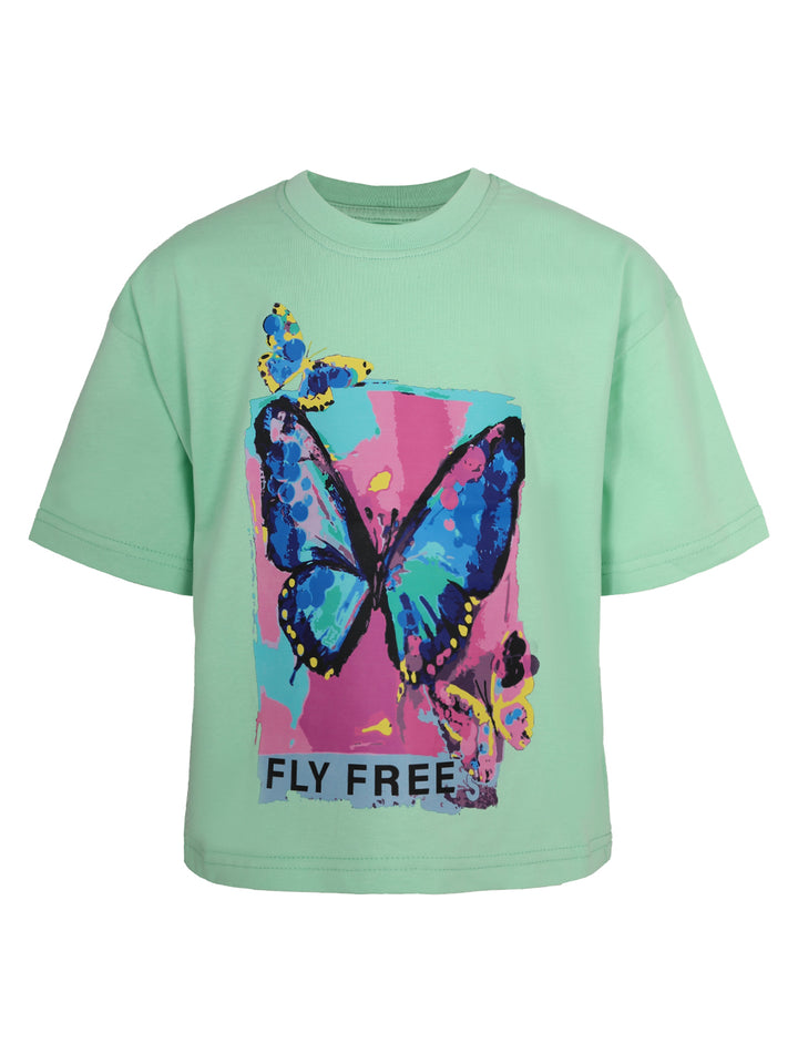 "Fly Free" Butterfly Graphic Oversized T-Shirt