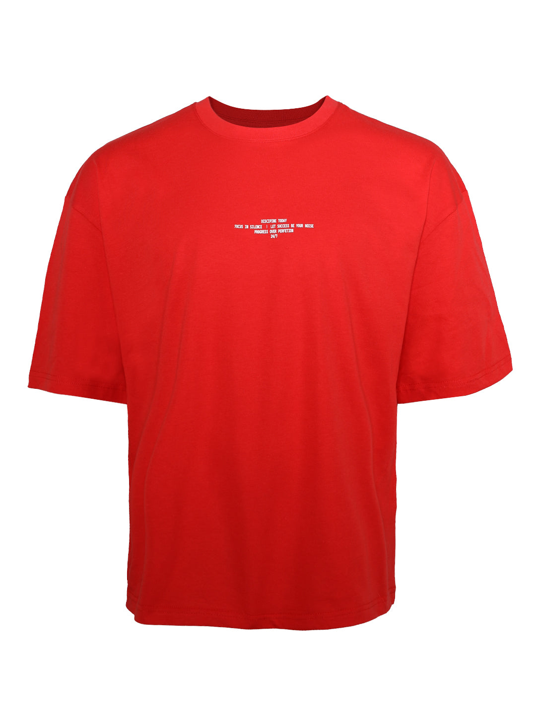 Men's Red Minimalist Graphic Print Oversized T-Shirt
