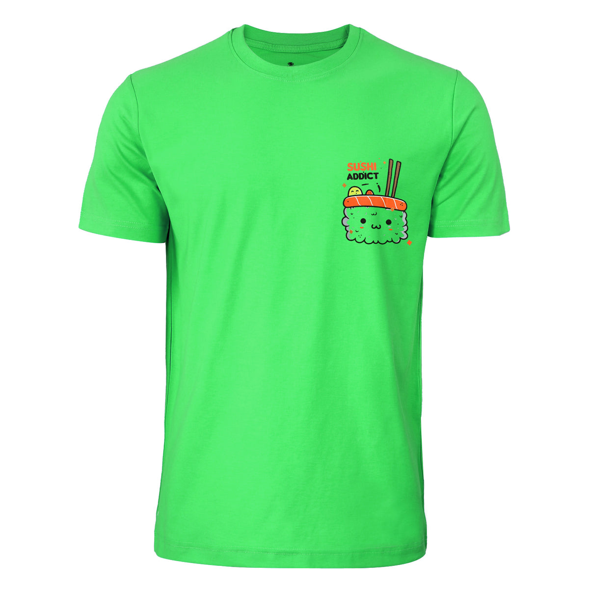 Men's "Sushi Addict" Cute Graphic T-Shirt – Bright Apple Green
