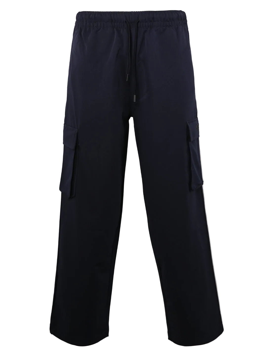 Men's Elastic Waist Cargo Pants – Navy Blue Casual Drawstring Utility Trousers