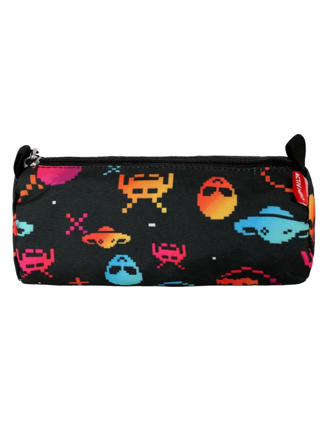 Pixel Space Invaders Printed Cylindrical Pencil Case / Pouch