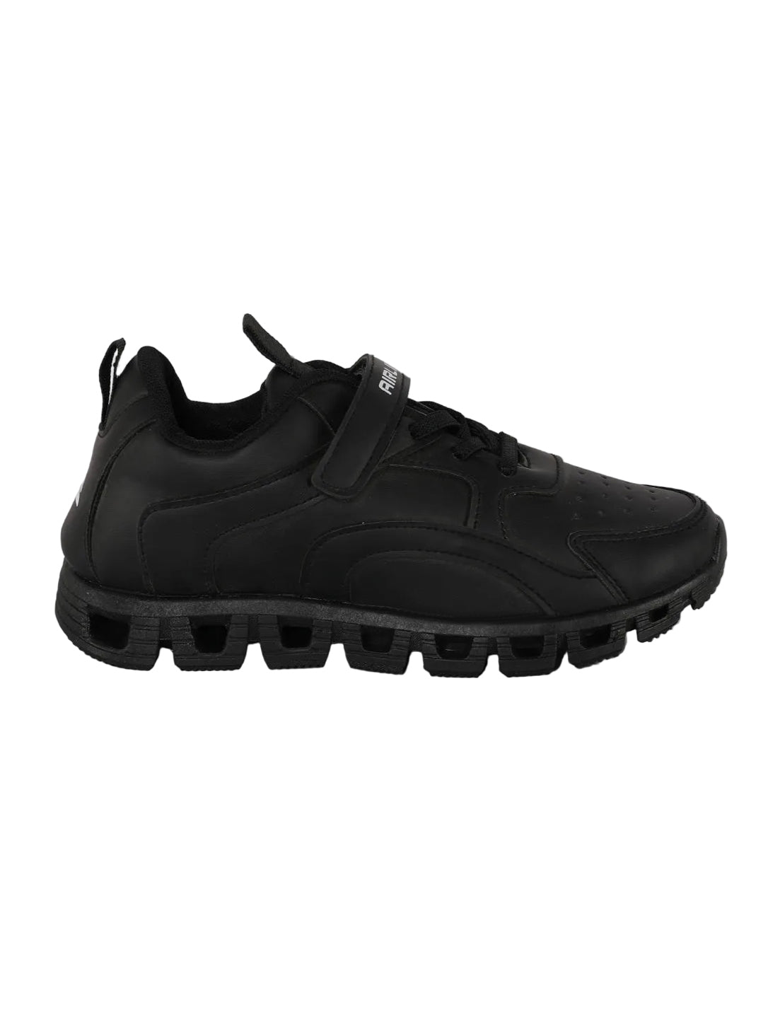 AIRLIFE All-Black Athletic Sneakers – Hook-and-Loop Strap Running Shoes