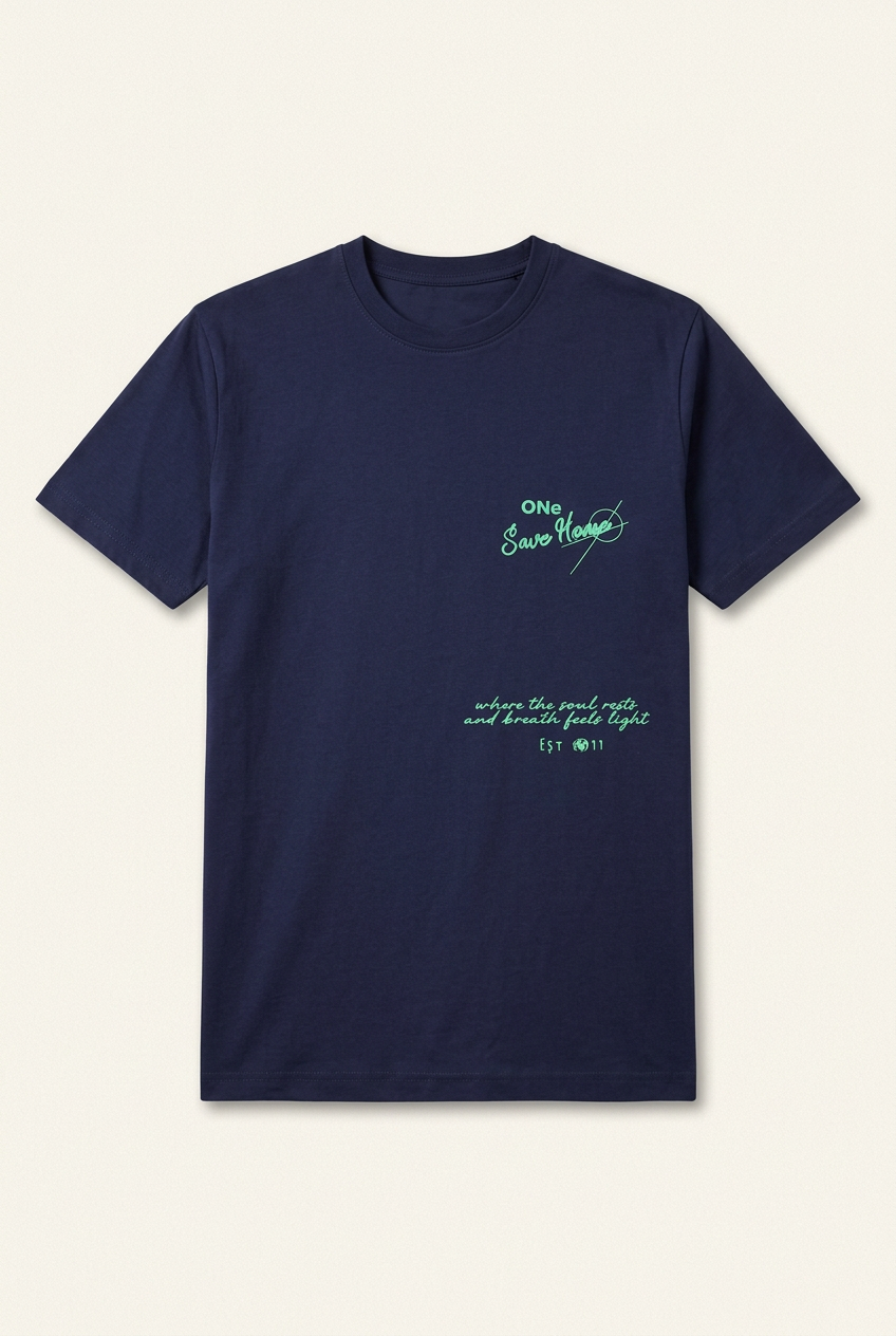 Men's "One Save Home" Graphic Print T-Shirt – Dark Navy Blue
