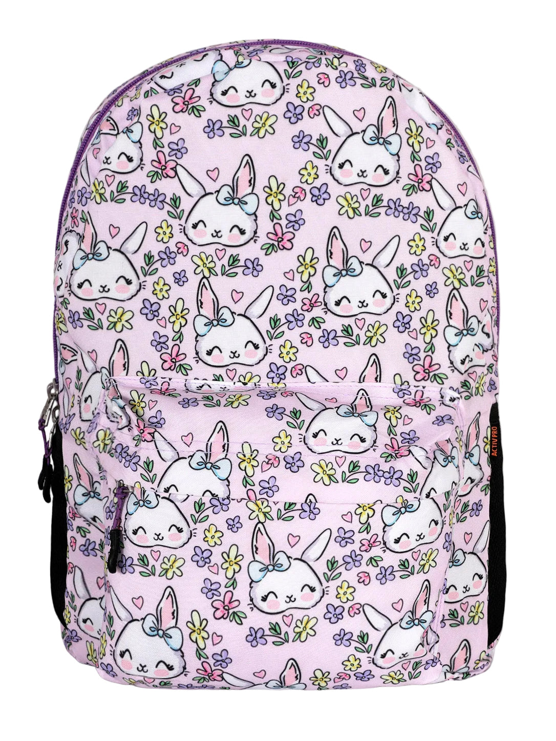 Cute Bunny & Floral All-Over Print Casual & School Backpack