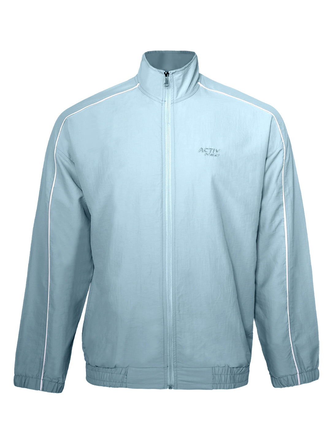 ACTIV NEO Men's Full-Zip Athletic Track Jacket with Contrast Piping – Light Ice Blue