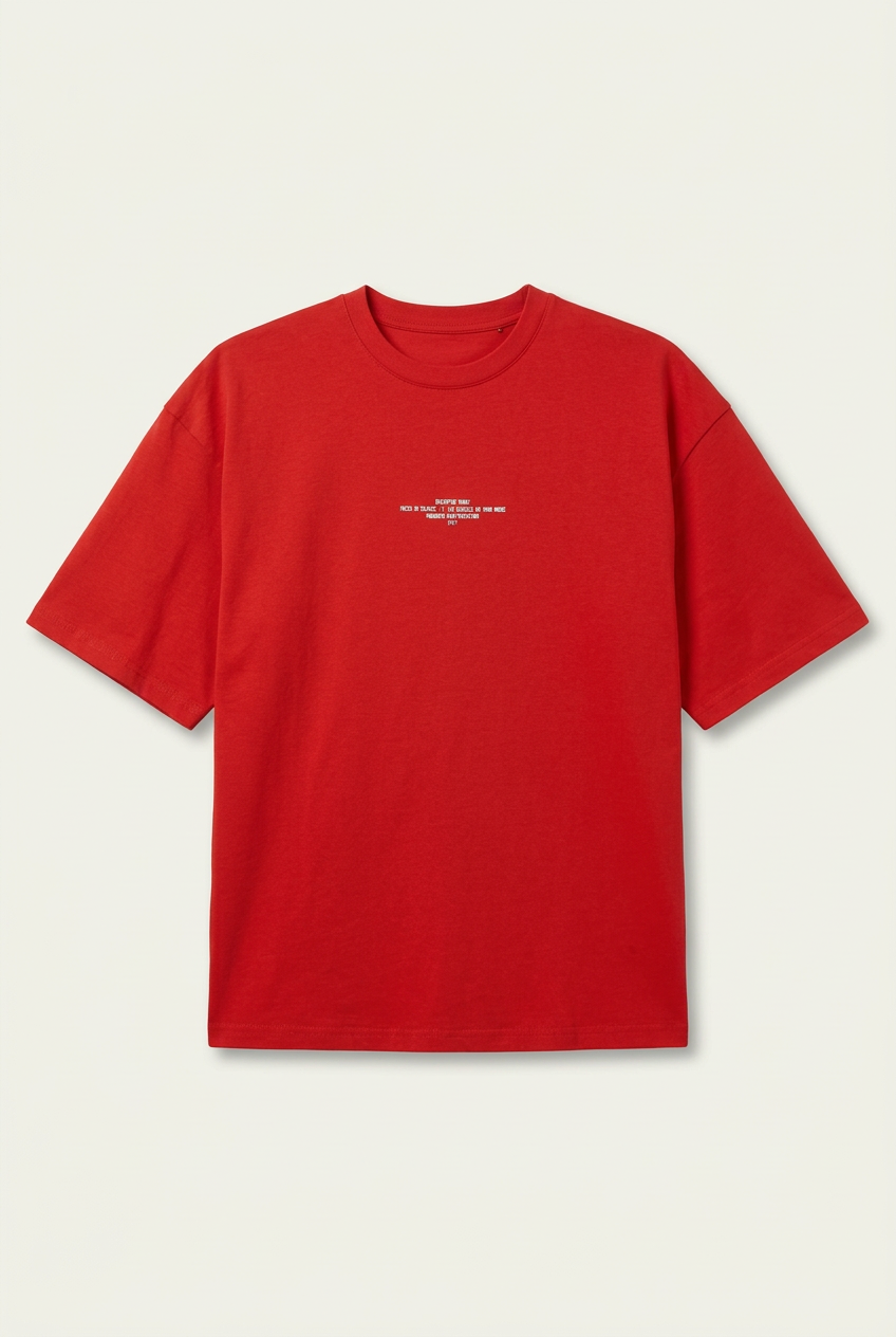 Men's Red Minimalist Graphic Print Oversized T-Shirt