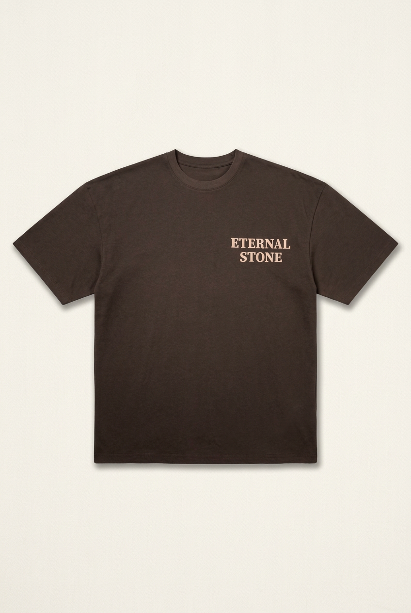 Men's "Eternal Stone" Oversized Graphic T-Shirt – Dark Brown