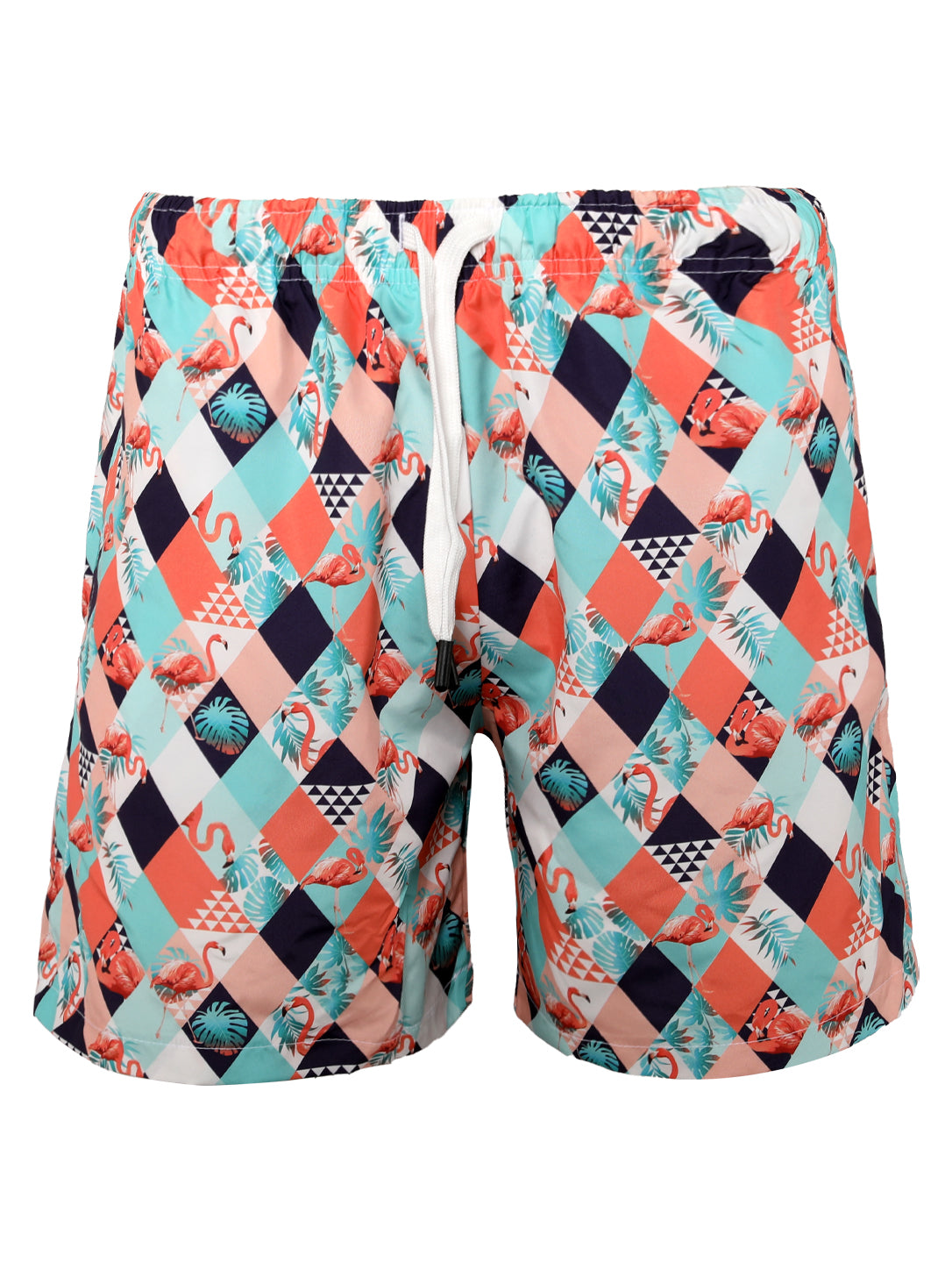 Men’s Tropical Flamingo Geometric Swim Trunks