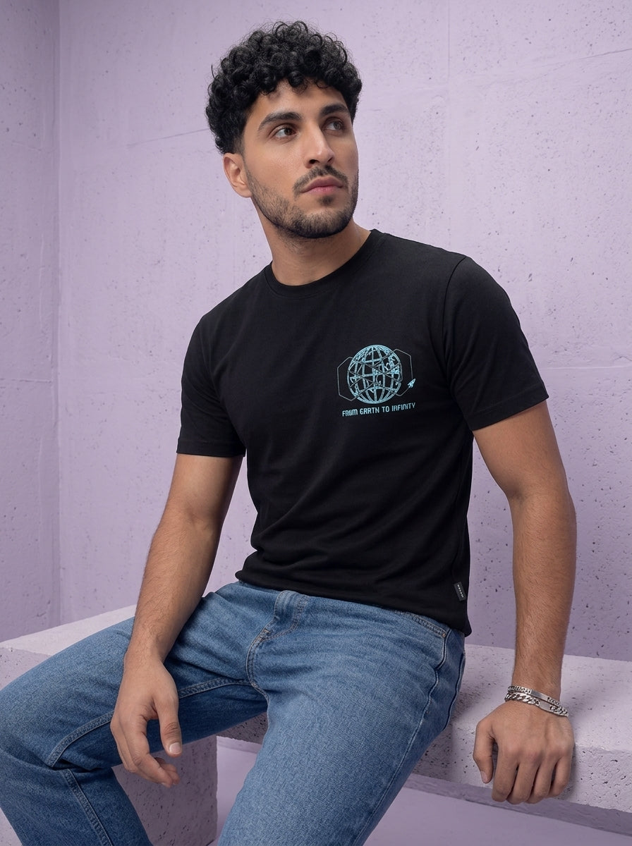 ACTIV GRAPHIC R.NECK T-SHIRT - BLACK