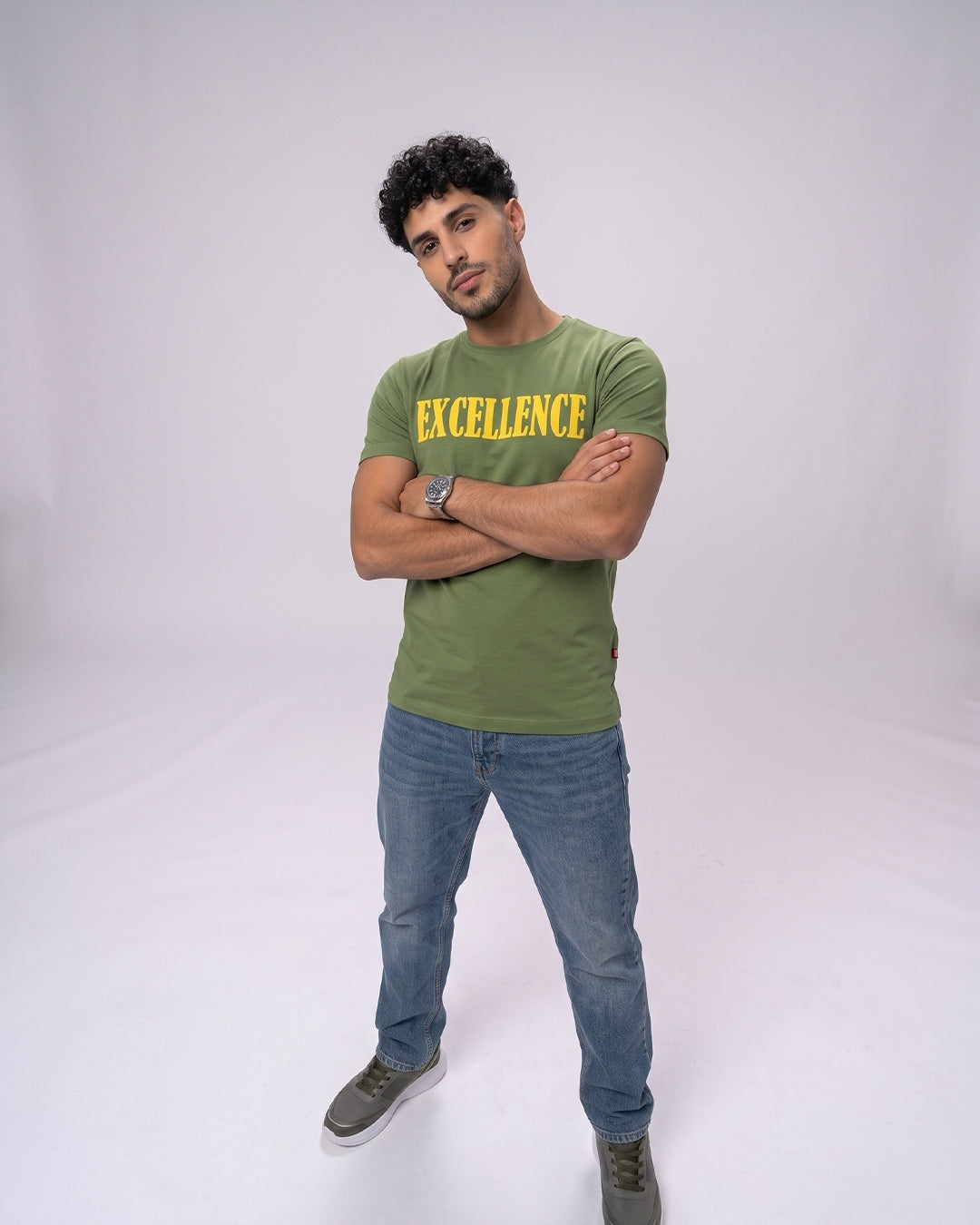 ACTIV PRINT R.NECK T-SHIRT - OLIVE