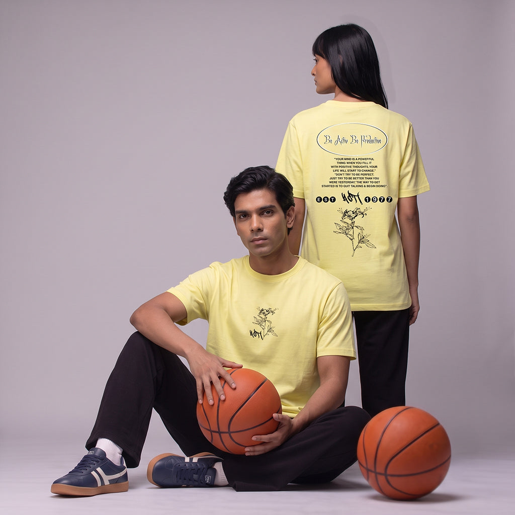 ACTIV GRAPHIC R.NECK T-SHIRT -  YELLOW